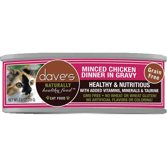 Dave's Cat Grain Free Minced Chicken N 2.8oz. (Case of 24)