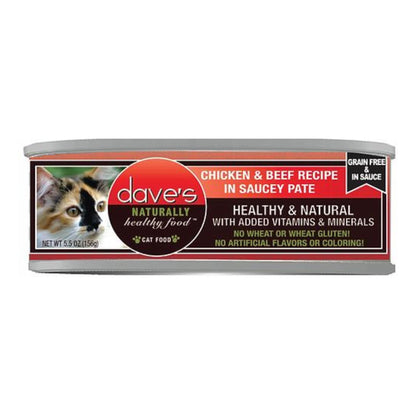 Dave's Cat Grain Free Saucey Chicken N Beef 5.5oz. (Case of 24)