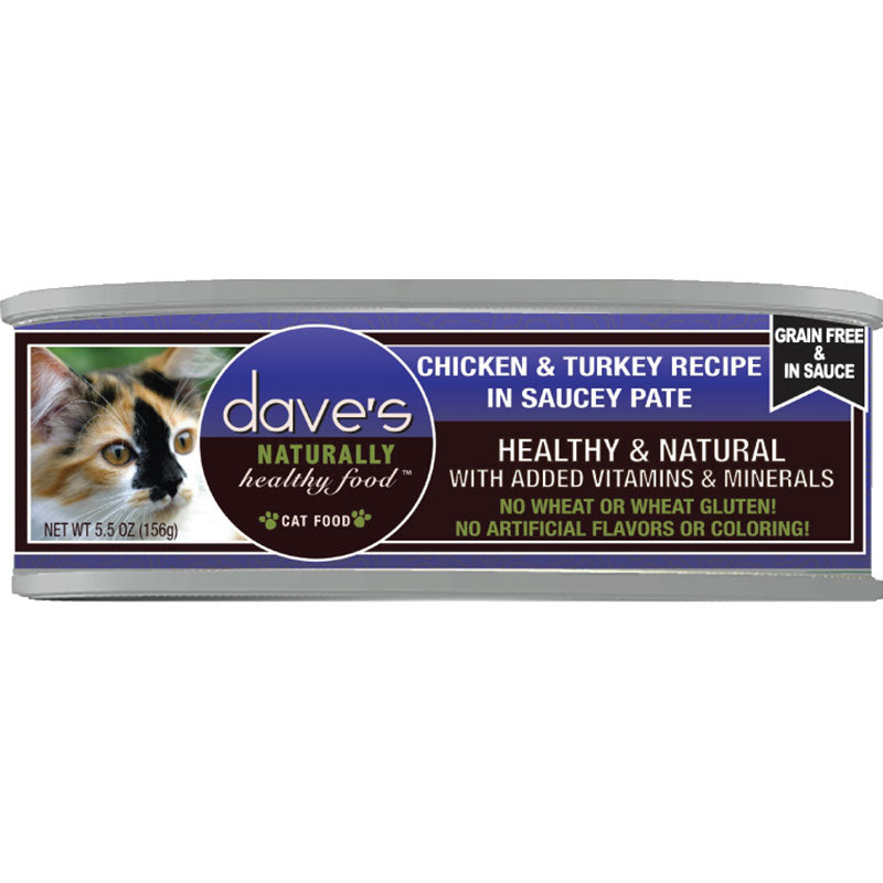 Dave's Cat Grain Free Saucey Chicken N Turkey 5.5oz. (Case of 24)