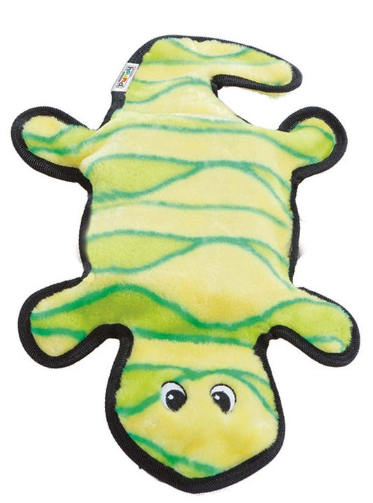 Outward Hound Invincibles Dog Toy Gecko 4 Squeakers Yellow/Green 1ea/LG