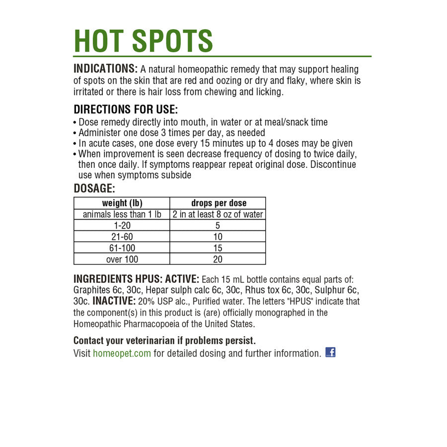 HomeoPet Hot Spots 1ea/15 ml