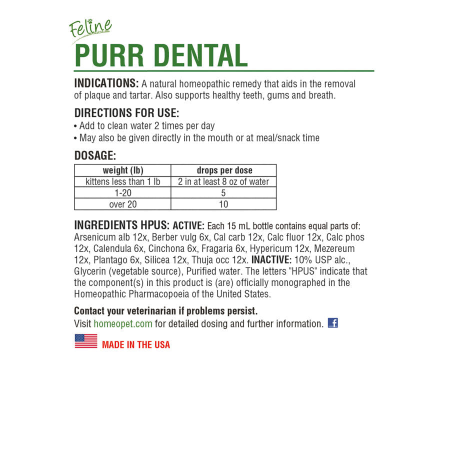 HomeoPet Feline Purr Dental for Cats 1ea/0.51 Fl. oz