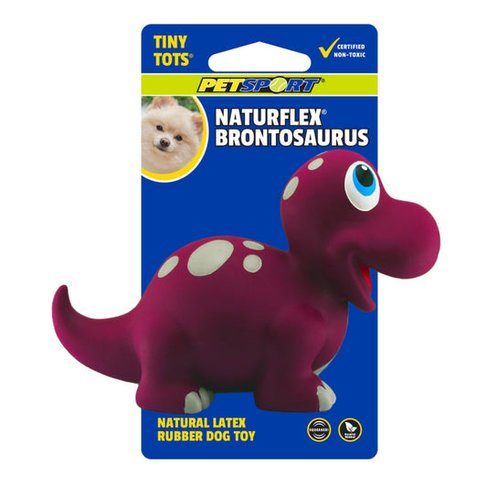 Petsport USA NaturFlex Dinosaur Latex Dog Toy Brontosaurus, 4ea/4 in, Tiny Tot