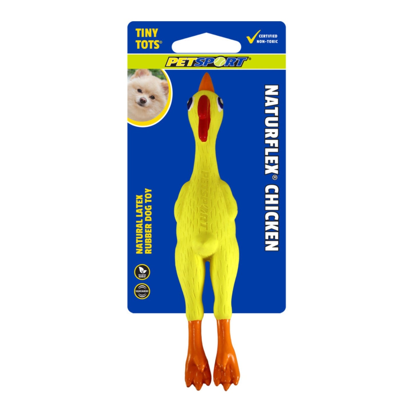 Petsport USA NaturFlex Natural Latex Rubber Dog Toy Chicken, 1ea/6 in, Tiny Tot