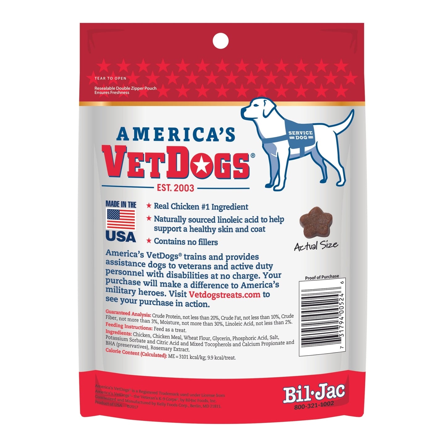 Bil-Jac America's Vet Dogs Soft & Moist Dog Treats Chicken 10oz. (Case of 6)