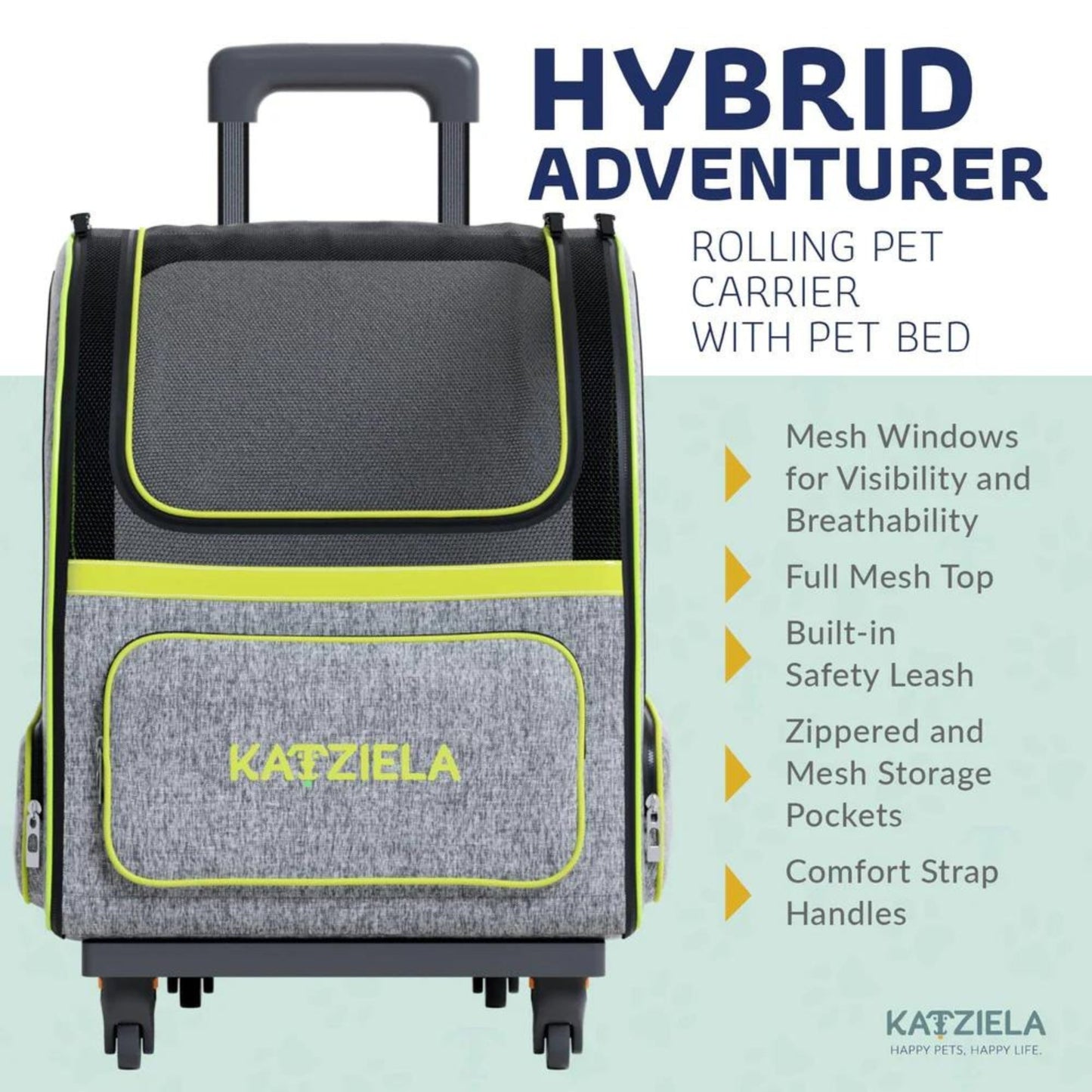 Katziela Hybrid Adventurer Backpack Wheels Gray/Green