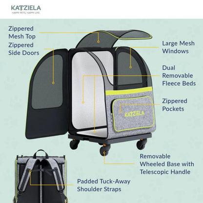 Katziela Hybrid Adventurer Backpack Wheels Gray/Green