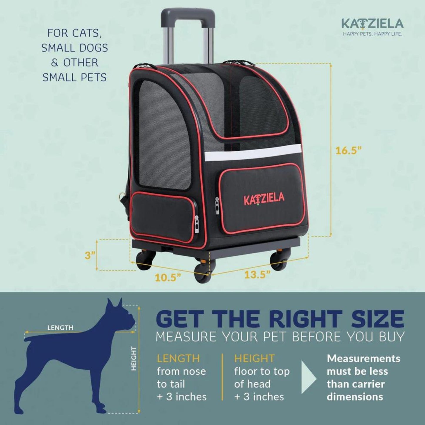 Katziela Hybrid Adventurer Backpack Wheels Black/Red