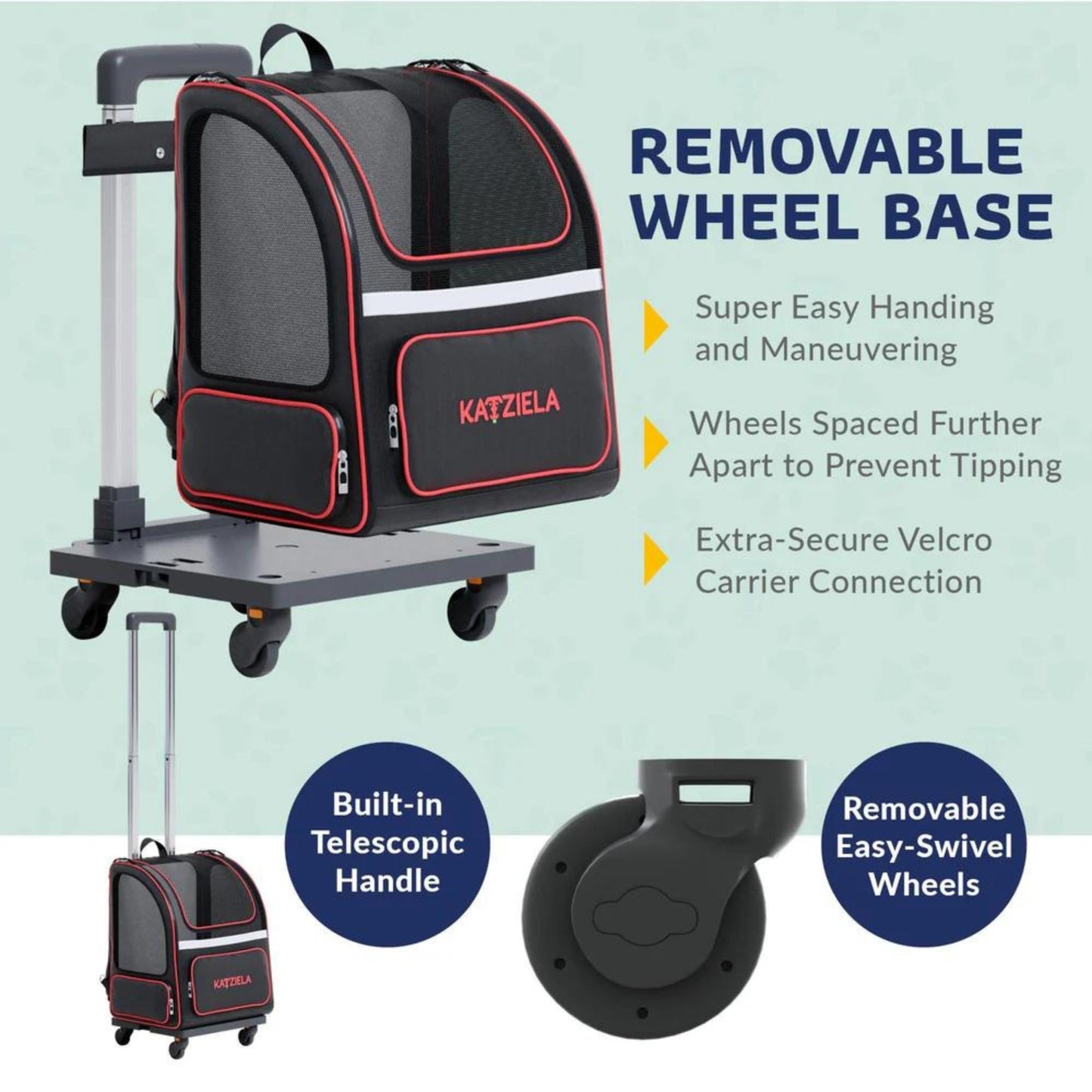 Katziela Hybrid Adventurer Backpack Wheels Black/Red