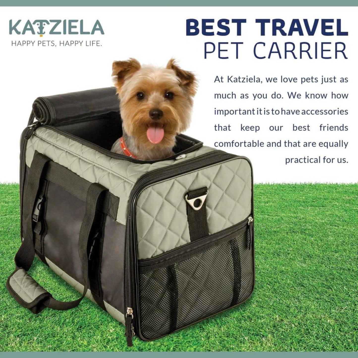 Katziela Quilted Companion Carrier Gray Large