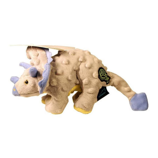 Godog Dinos Frills The Triceratops Dog Toy Gray Small