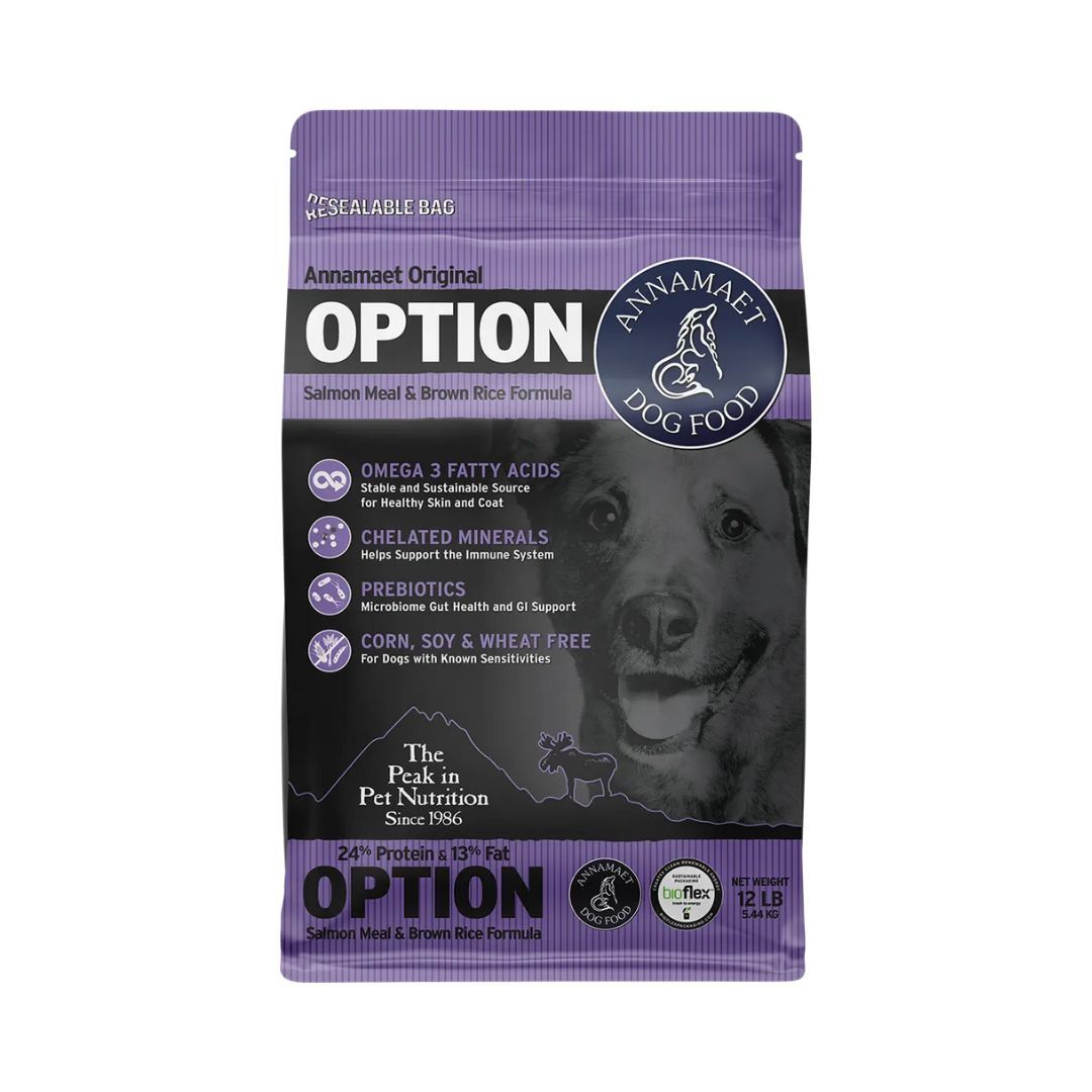 Annamaet Dog Option 24% 12Lb Salmon Brown Rice