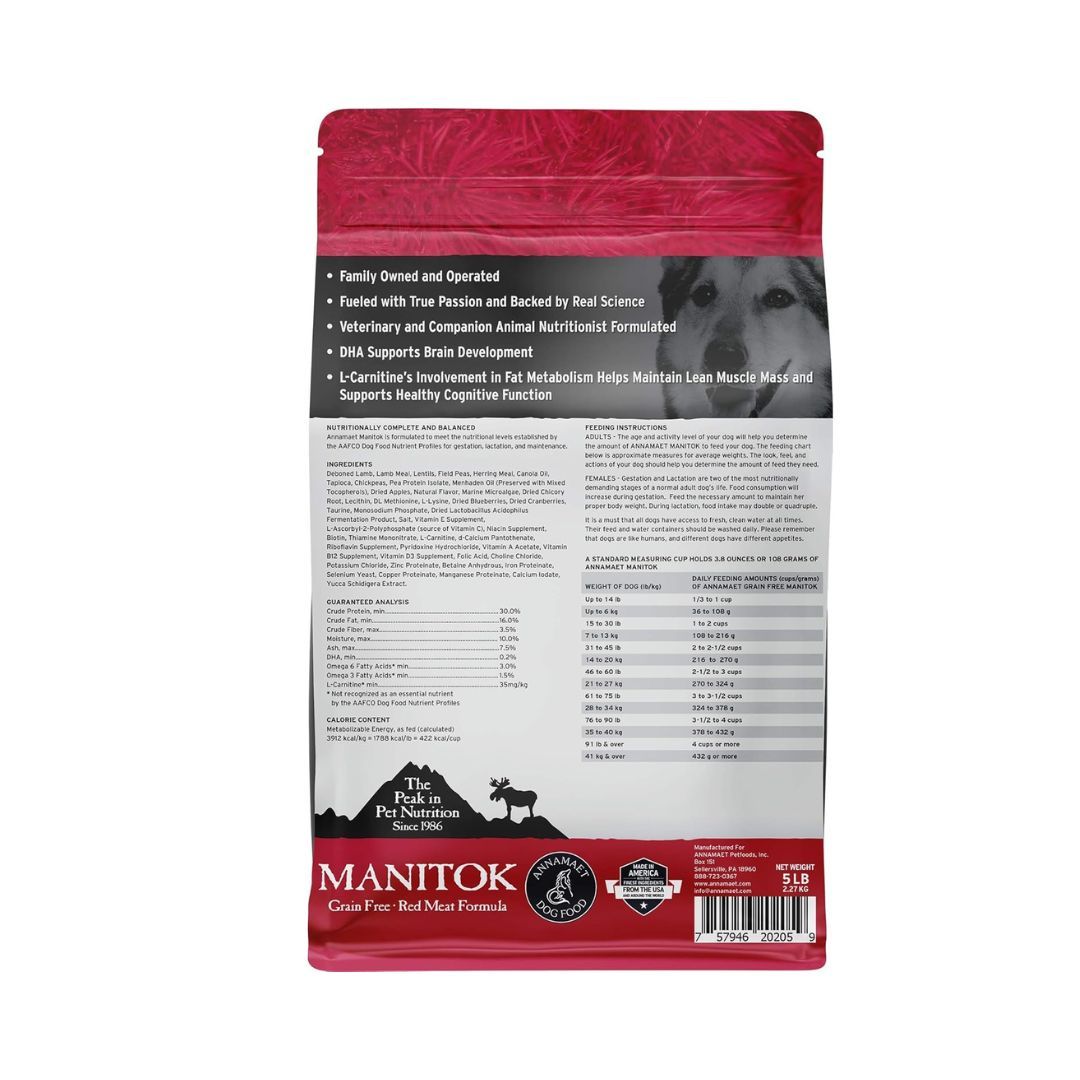 Annamaet Dog Manitok 5Lb Grain Free Lamb Venison