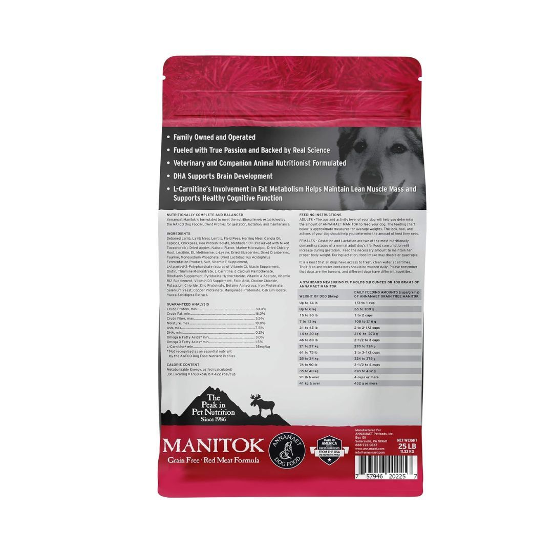 Annamaet Dog Manitok 25Lb Grain Free Lamb Venison