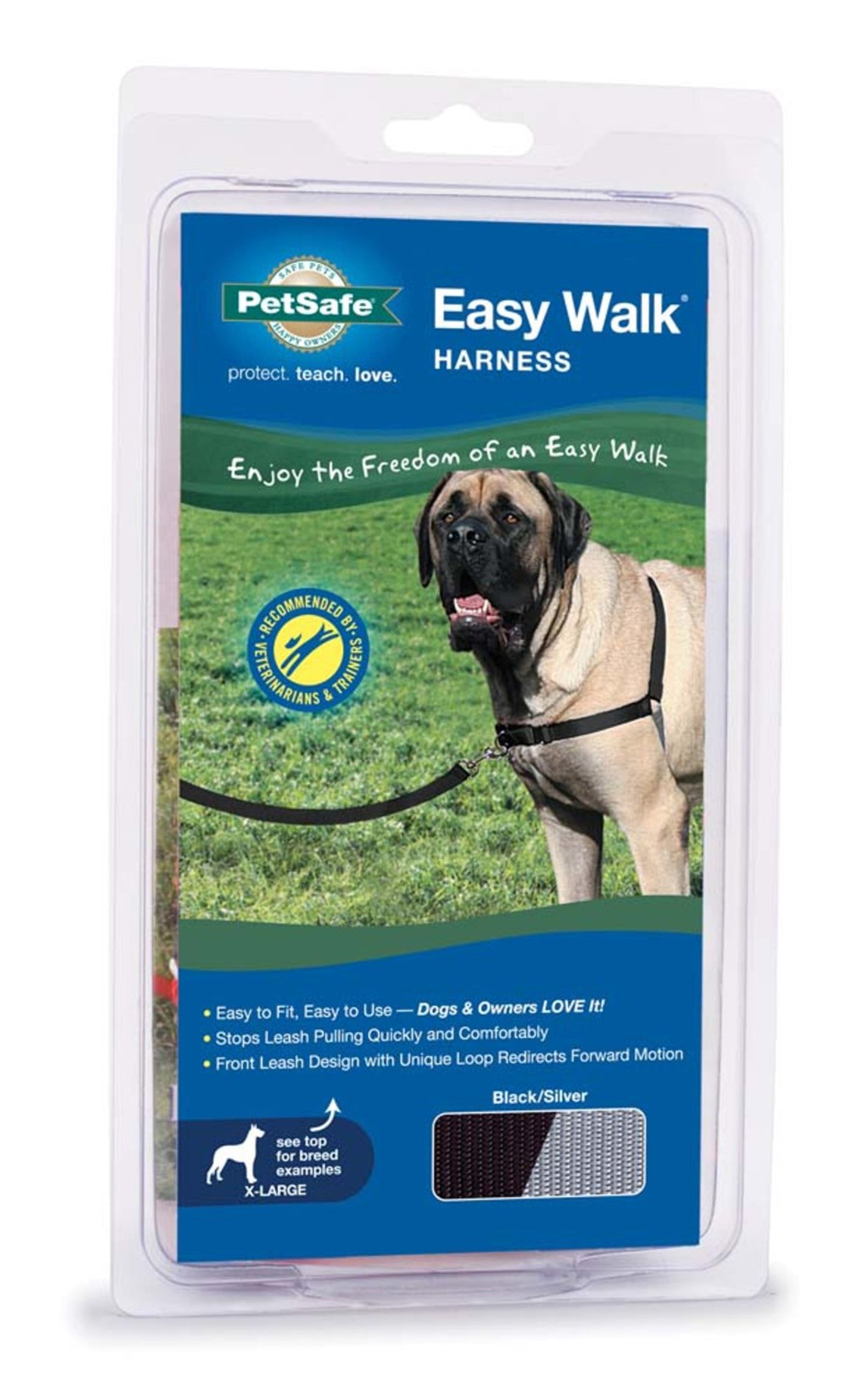 PetSafe Easy Walk Dog Harness Black/Silver 1ea/XL