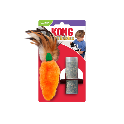 KONG Refillables Catnip Carrot with Feather Cat Toy Orange 1ea/One Size