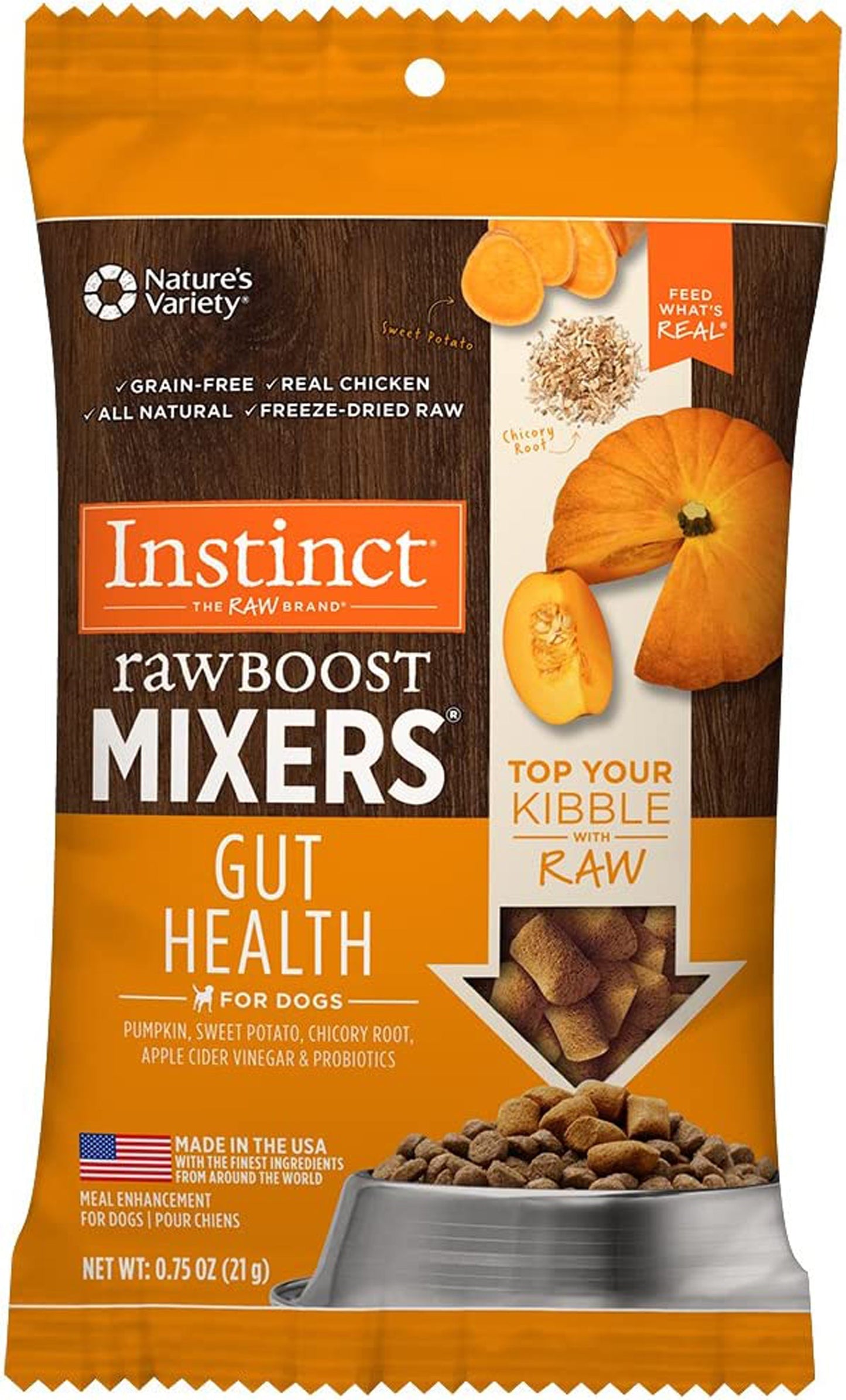 Natures Variety Raw Boost Mix Dog Gut Health Trial 0.75oz./4Bx Instinct Freeze Dried