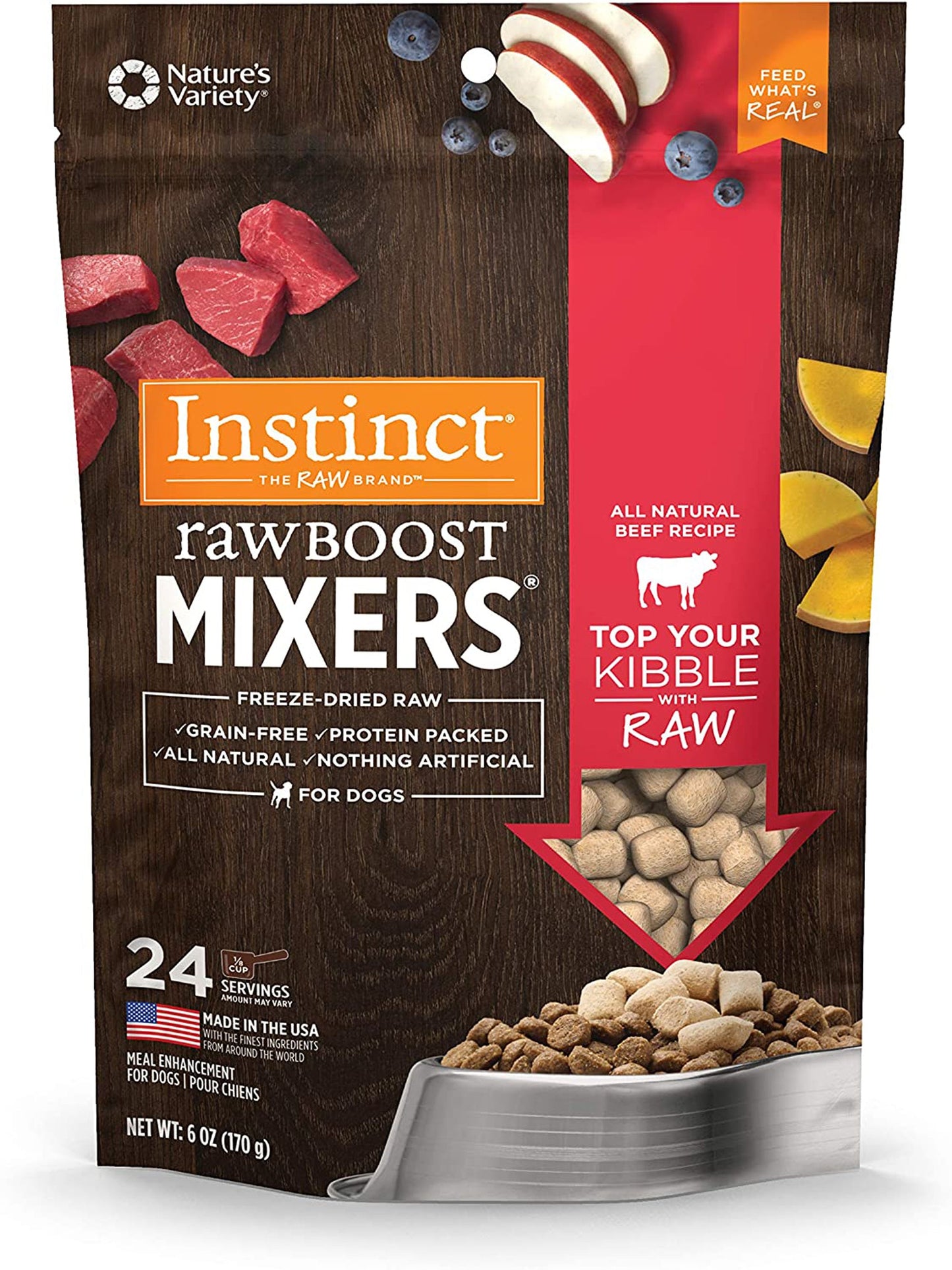 Natures Variety Instinct Freeze Dried Raw Boost Mix Dog Beef 6oz.