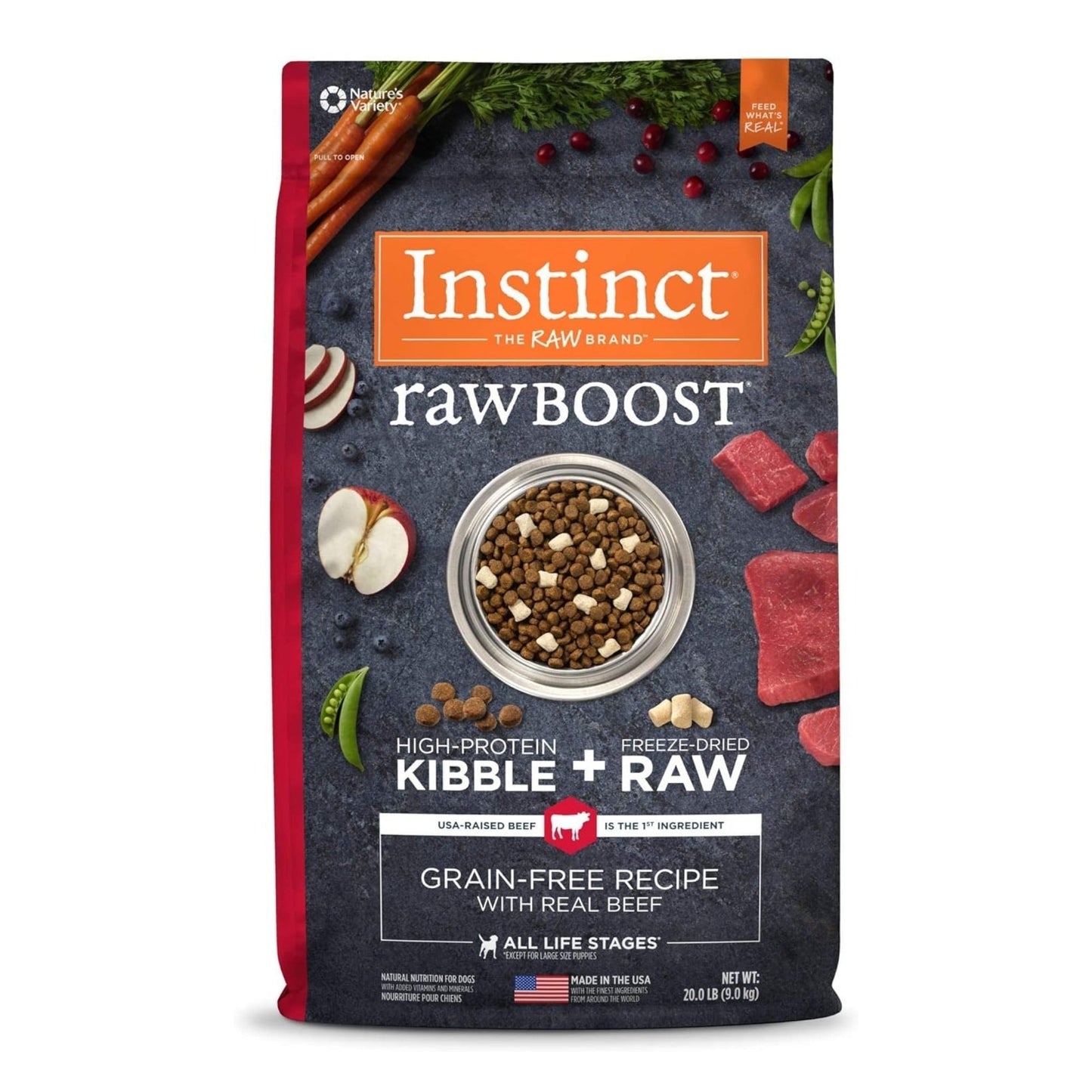 Natures Variety Instinct Dog Raw Boost Beef 20Lb Grainfree