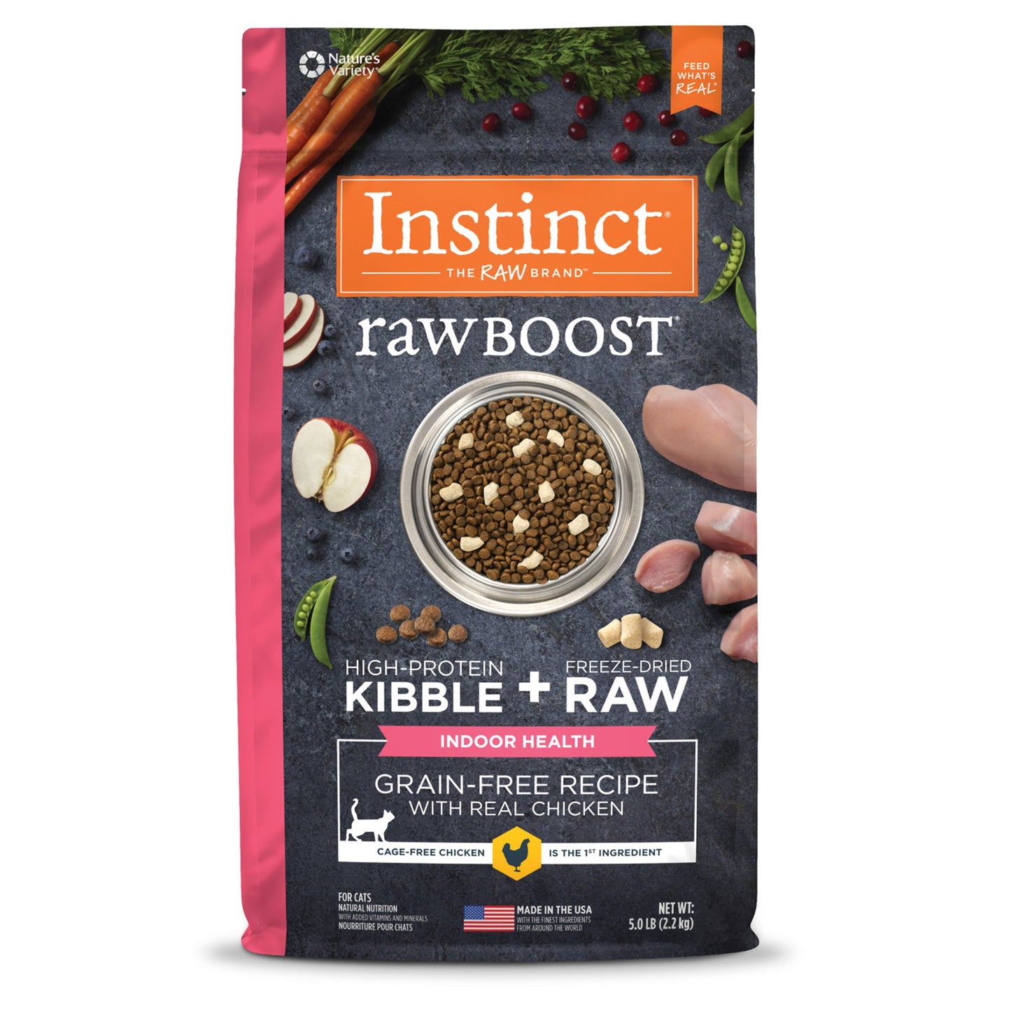 Natures Variety Instinct Cat Raw Boost Indoor Health Chicken 5Lb Grain free