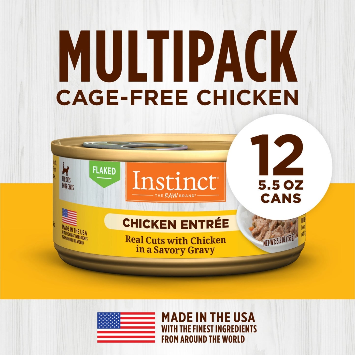 Natures Variety Instinct Cat Can 5.5oz. Chicken Flaked (Case of 12)