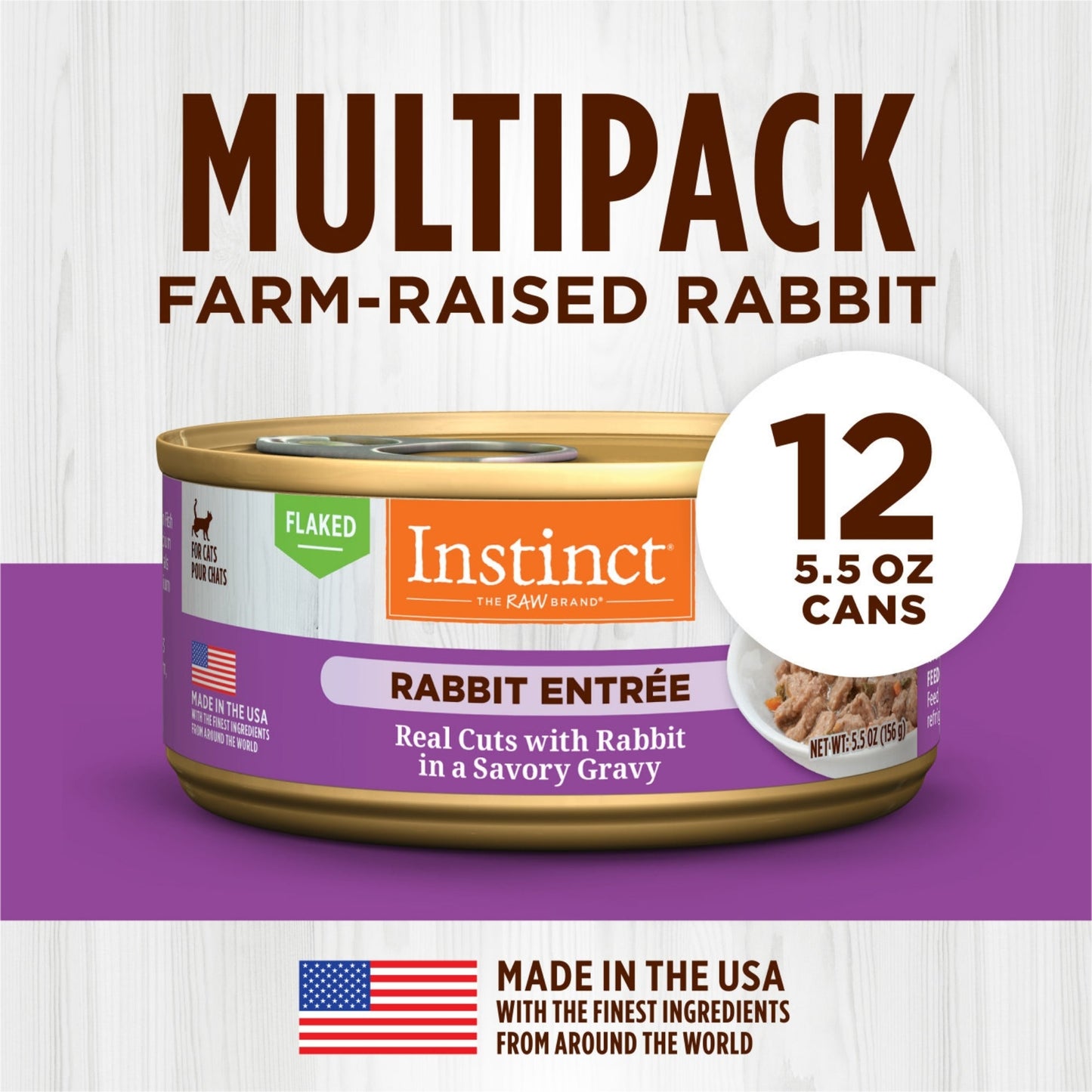 Natures Variety Instinct Cat Can 5.5oz. Rabbit Flaked (Case of 12)