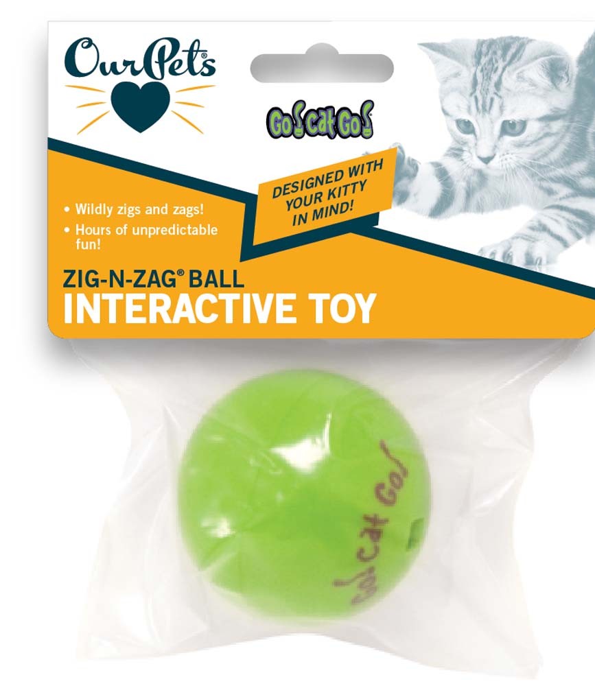 OurPets Zig-n-Zag Ball Cat Toy Green 1ea