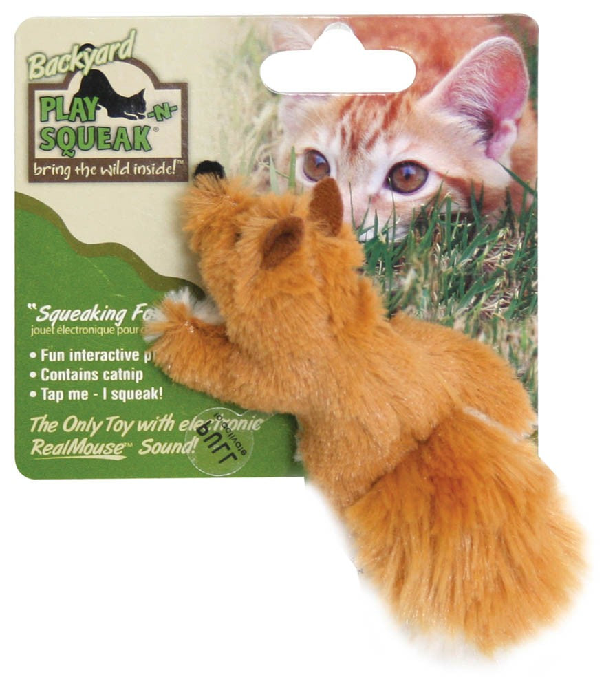 OurPets Play-N-Squeak Backyard Fox Catnip Toy Brown 1ea/One Size