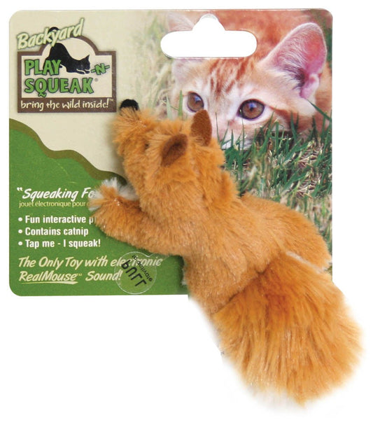 OurPets Play-N-Squeak Backyard Fox Catnip Toy Brown 1ea/One Size