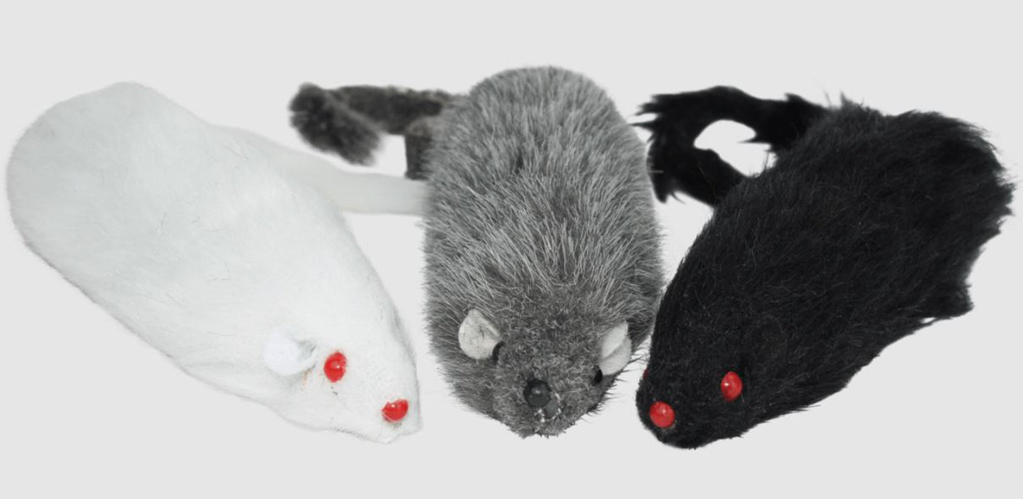 Multipet Long Furry Mouse Cat Toy Assorted 5.5 in