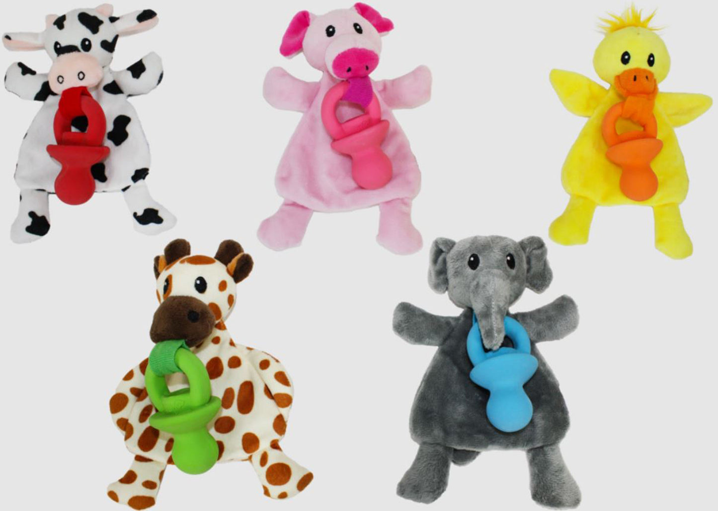 Multipet Pacifier Pals Stuffed Animals Assorted 1ea/8 in, 5 ct