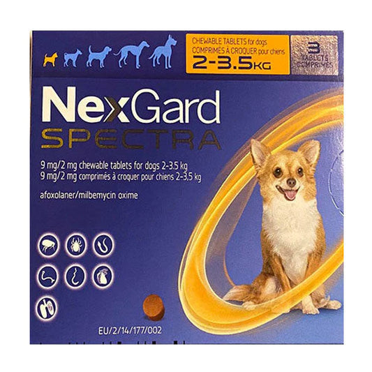 Nexgard Spectra Flea & Tick Chewables for Extra Small Dogs Weighing 2-3.5 Kg (4.4-7.7 Lbs)