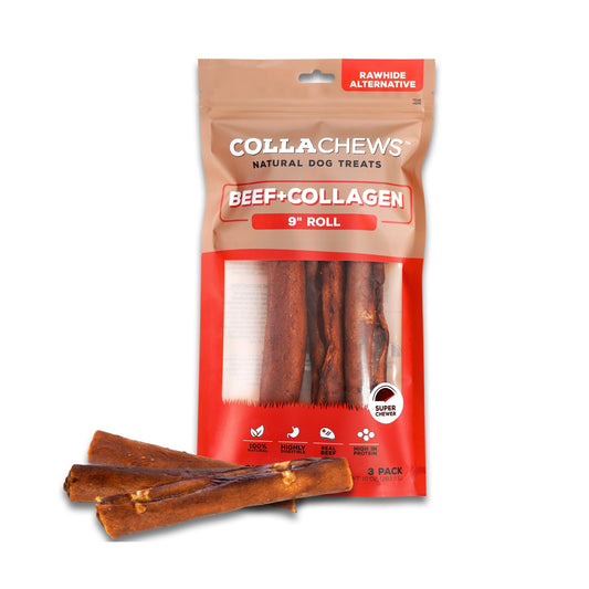 Collachews Collagen Roll Beef 9" 3Pk