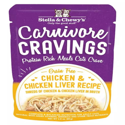 Stella and Chewys Cat Carnivore Cravings Shred Chicken and Liver 2.8oz. (Case of 24)