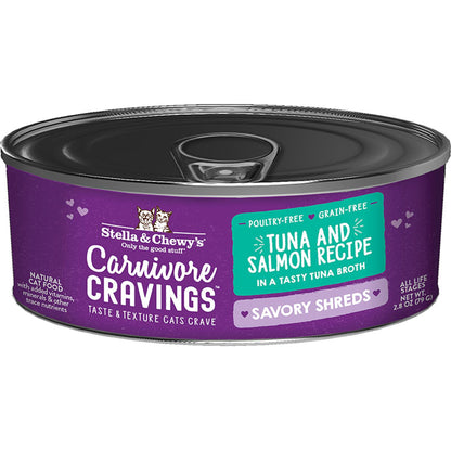 Stella and Chewys Cat Carnivore Cravings Shred Tuna and Salmon 2.8oz. (Case of 24)