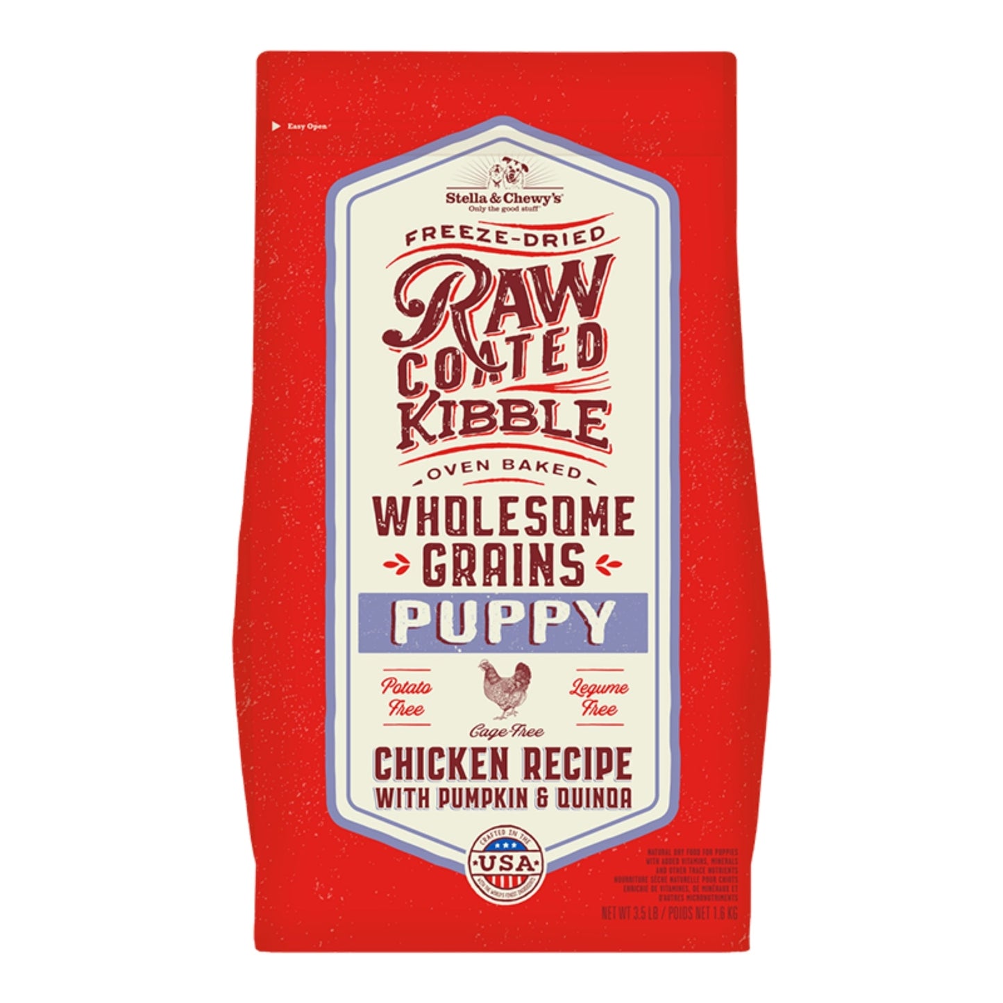 Stella & Chewy's Dog Raw Coated Wholesome Puppy Chicken Pumpkin Quinoa 3.5Lb