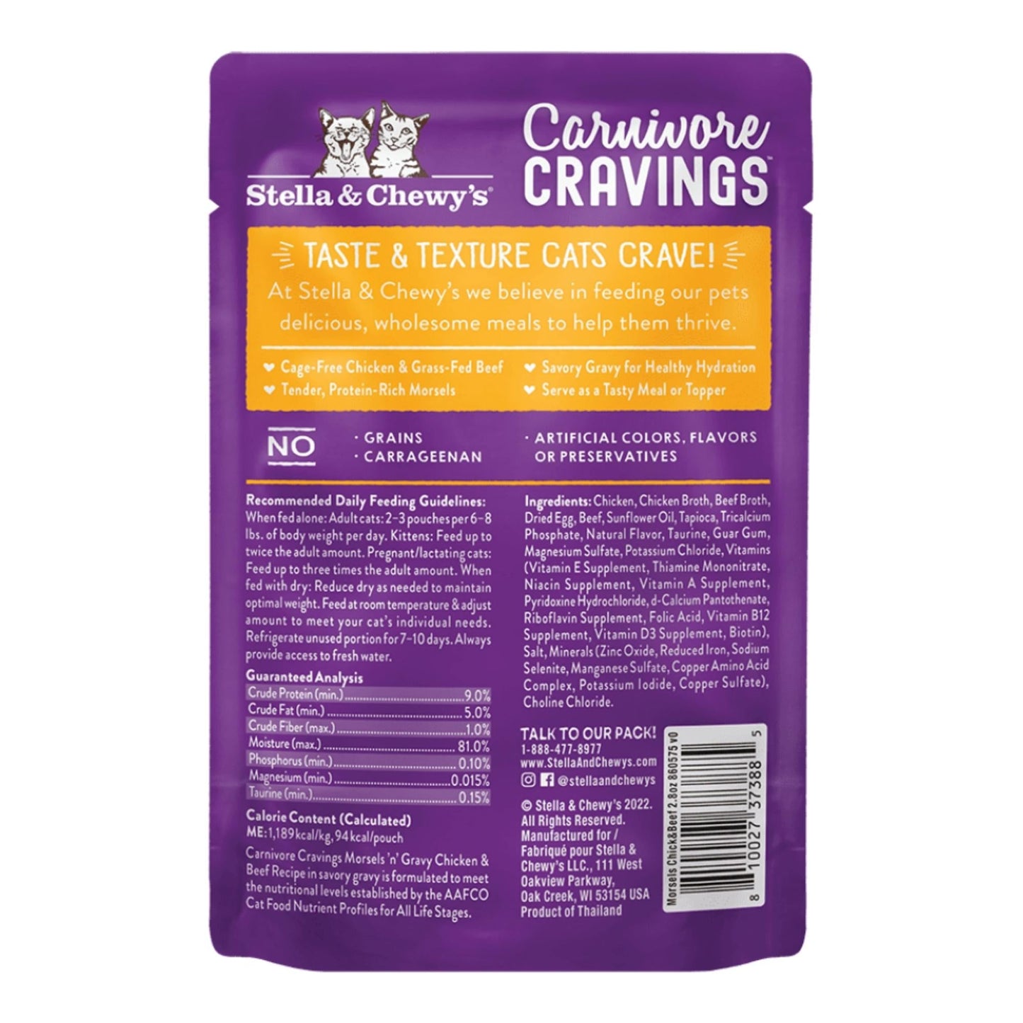 Stella and Chewys Carnivore Cravings MorselsNGravy Chicken and Beef Recipe 2.8oz. (Case of 24)