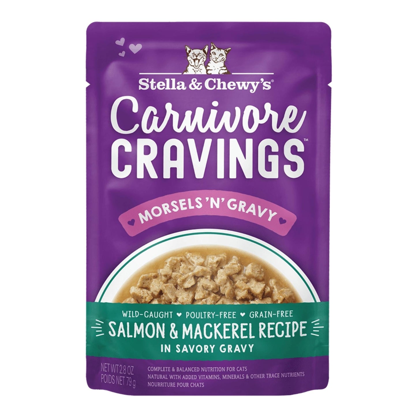 Stella and Chewys Carnivore Cravings MorselsNGravy Salmon and Mackerel Recipe 2.8oz. (Case of 24)