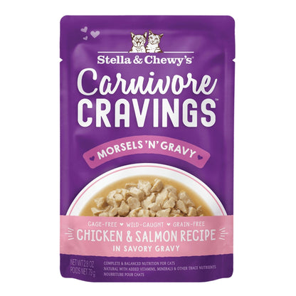 Stella and Chewys Carnivore Cravings MorselsNGravy Chicken and Salmon Recipe 2.8oz. (Case of 24)