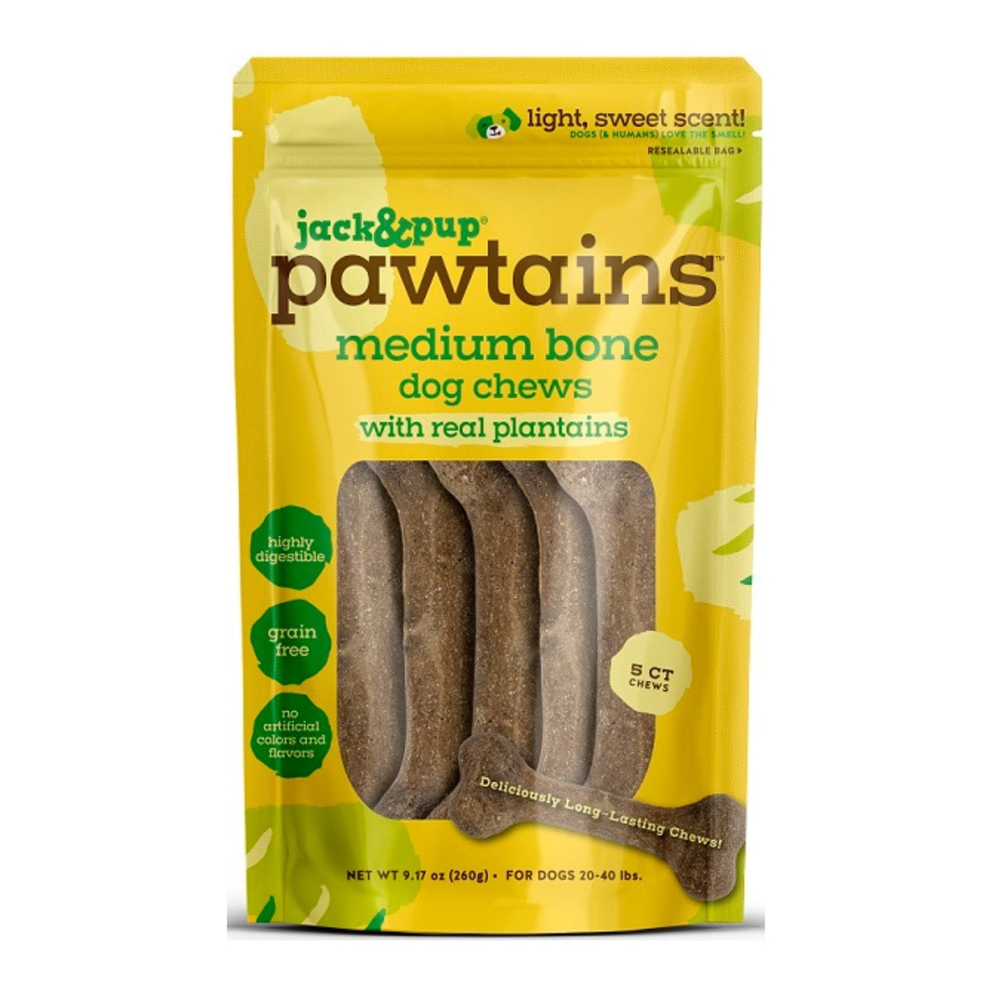 Jack & Pup Dog 9.17oz. Pawtains Bone Medium 5 Count