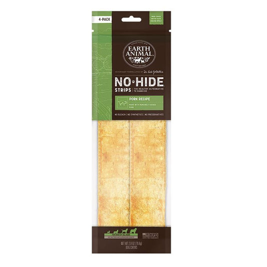 Earth Animal Dog No Hide Strips Pork 4 Pack