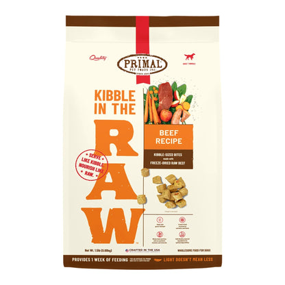 Primal Dog Freeze-Dried Kibble In The Raw Beef 1.5Lb