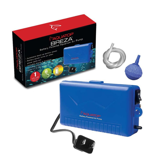 Aquatop BREZA Battery Powered Aquarium Air Pump with AC Power Failure Sensor Blue 1ea