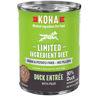 Koha Dog Limited Ingredient Grain Free 90% Duck 13oz. (Case of 12)