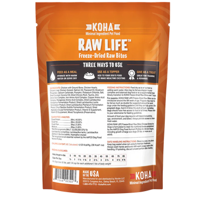 Koha Dog Grain Free Raw Freeze Dried Bites Chicken 14oz.