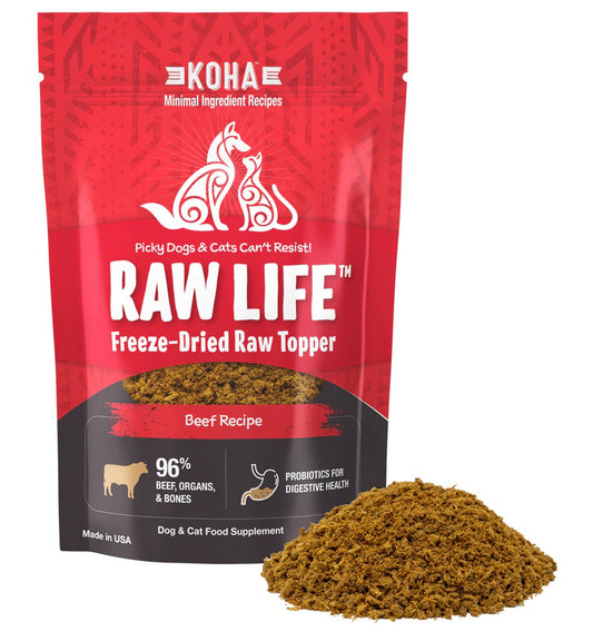 Koha Dog Cat Grain Free Raw Freeze Dried Topper Beef 8oz.