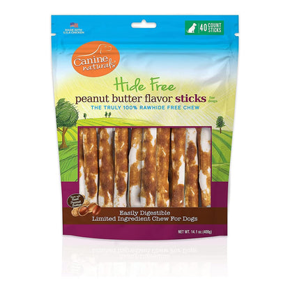 Canine Natural Hide Free 5" Peanut Butter Stick 40Pk