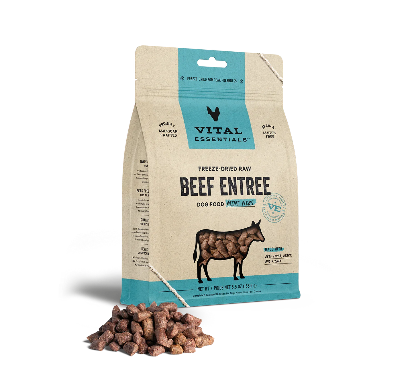 Vital Essentials Dog Freeze-Dried Mini Nibs Beef 5.5oz.