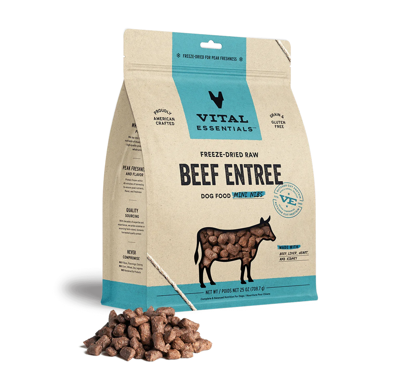 Vital Essentials Dog Freeze-Dried Mini Nibs Beef 25oz.