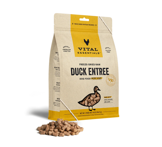 Vital Essentials Dog Freeze-Dried Mini Nibs Duck 14oz.